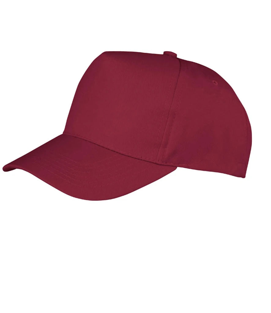 Result Boston 5 Panel Printers Cap — Burgundy