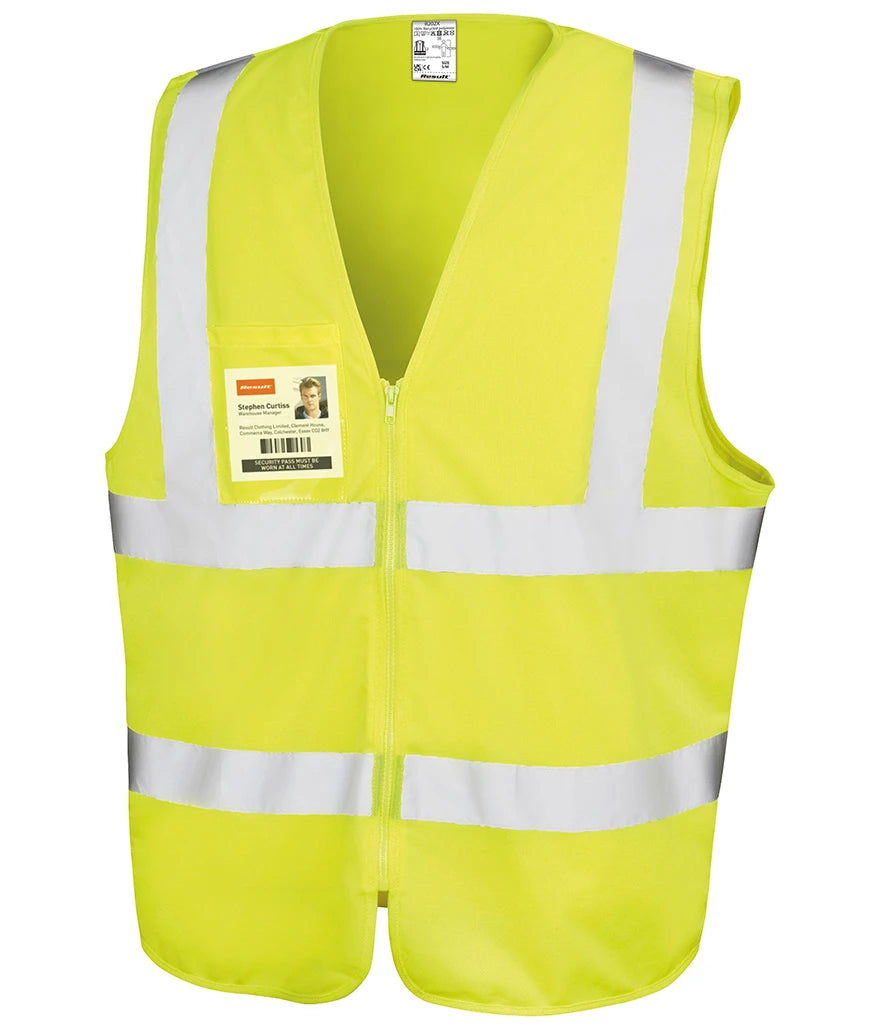Result Safe-Guard Zip ID Safety Tabard — Fluorescent Yellow