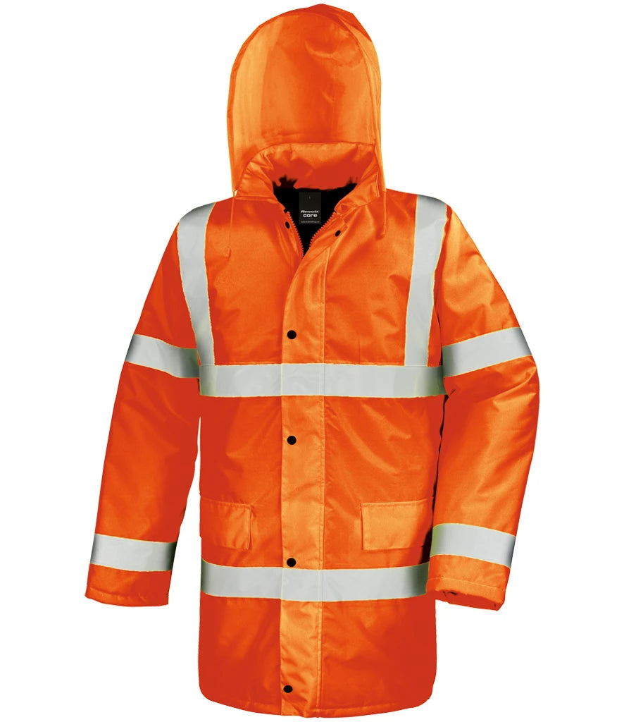 Result Core Hi-Vis Motorway Coat — Fluorescent Orange