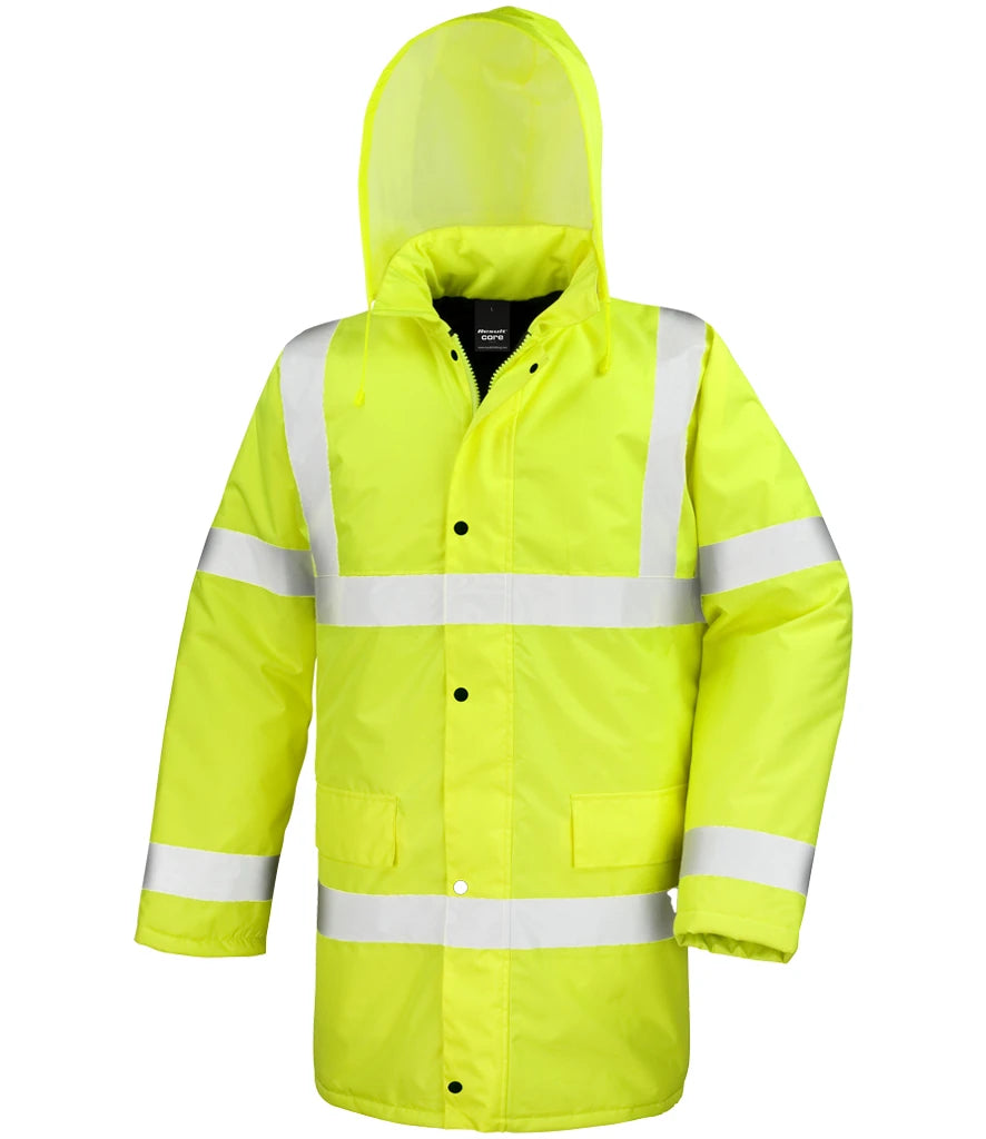 Result Core Hi-Vis Motorway Coat — Fluorescent Yellow