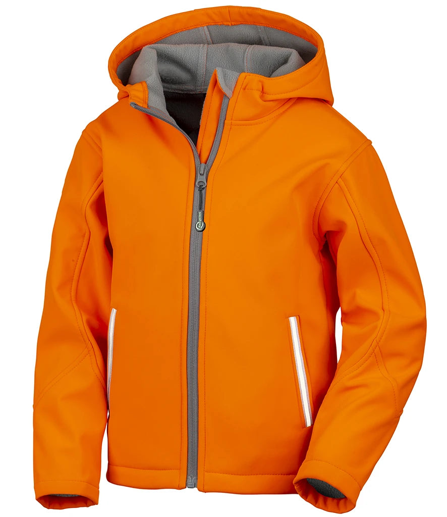 Result Core Kids TX Performance Hooded Soft Shell Jacket — Neon Orange
