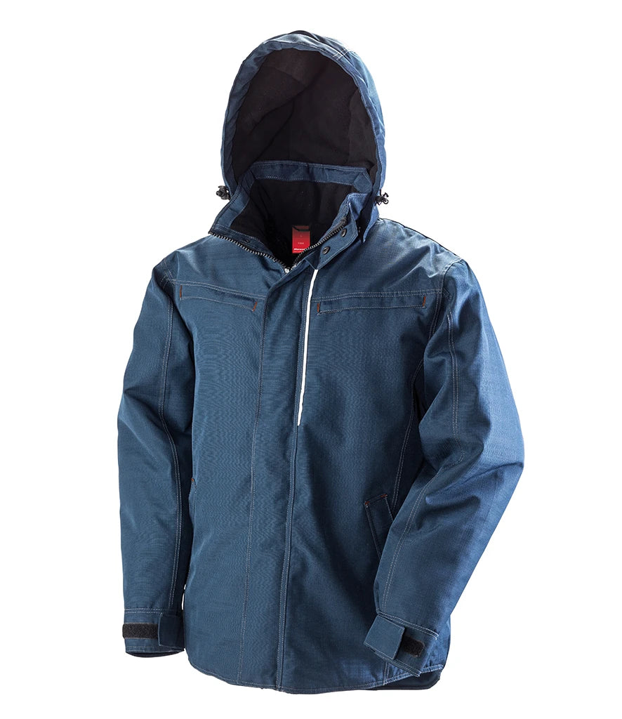 Result Work-Guard Denim Texture Rugged Jacket — Navy