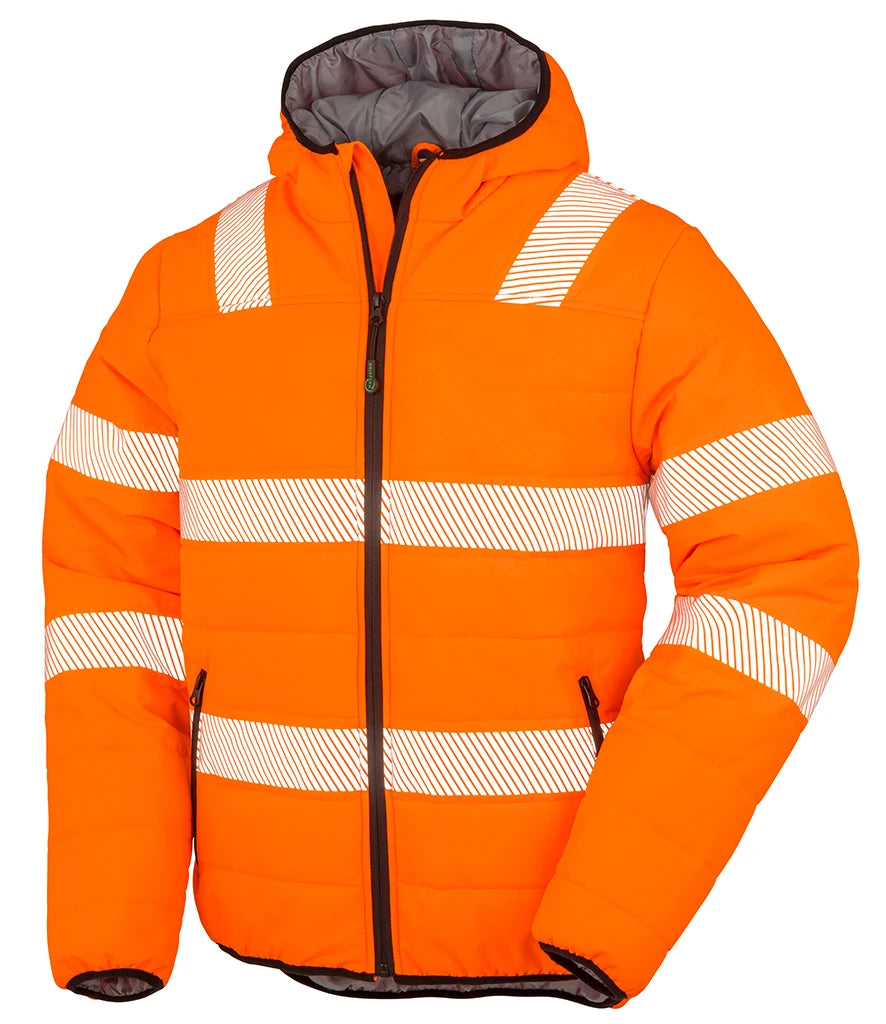 Result Recycled Ripstop Padded Safety Jacket — Fluorescent Orange