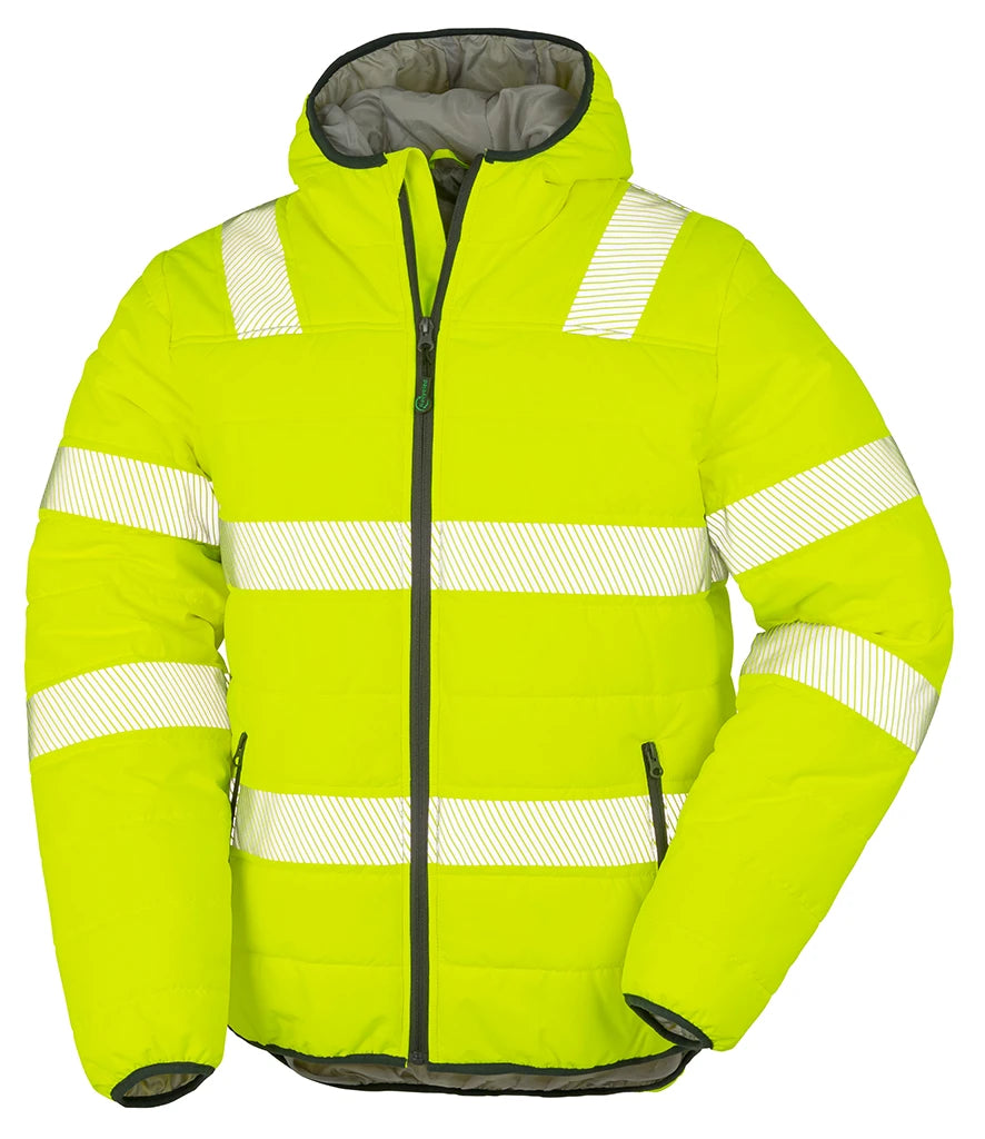 Result Recycled Ripstop Padded Safety Jacket — Fluorescent Yellow