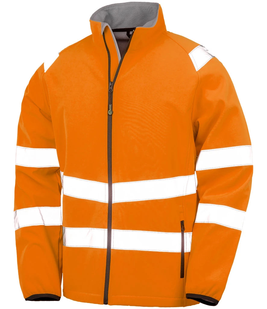 Result Recycled Printable Safety Soft Shell Jacket — Fluorescent Orange