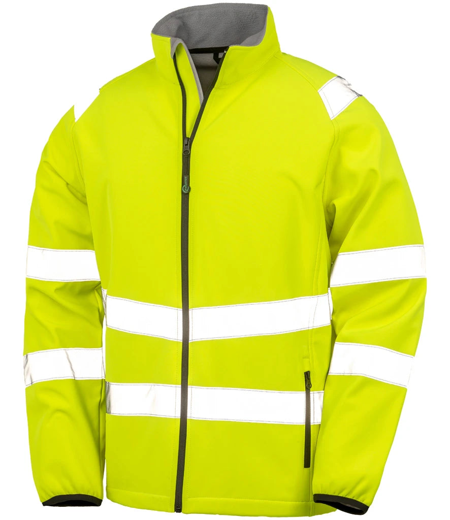 Result Recycled Printable Safety Soft Shell Jacket — Fluorescent Yellow