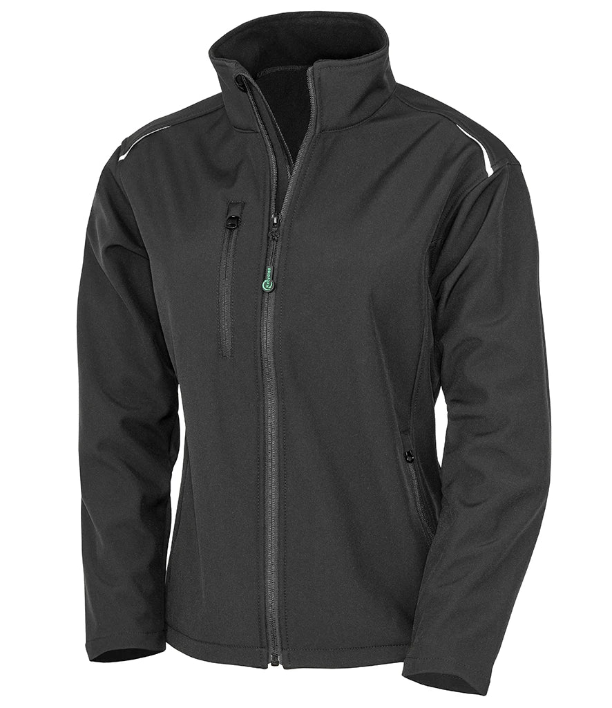 Result Recycled Ladies Three Layer Printable Soft Shell Jacket — Black