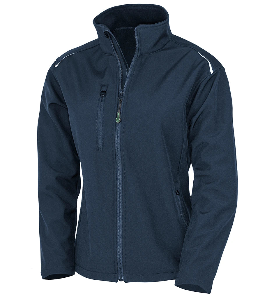 Result Recycled Ladies Three Layer Printable Soft Shell Jacket — Navy