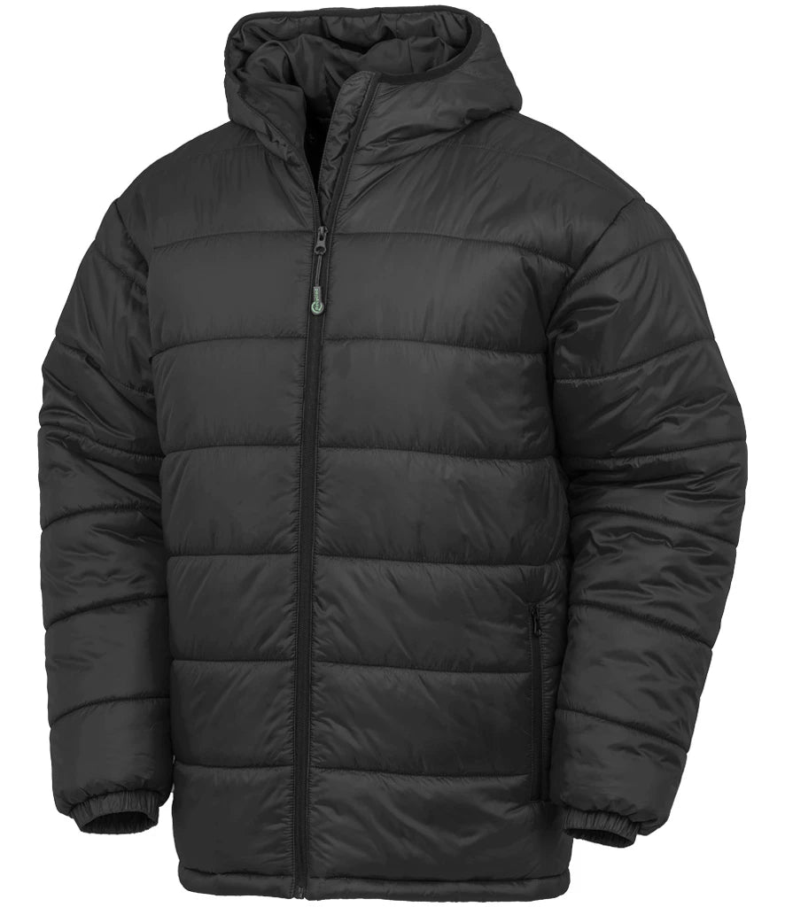 Result Recycled Hooded Padded Parka Jacket — Black
