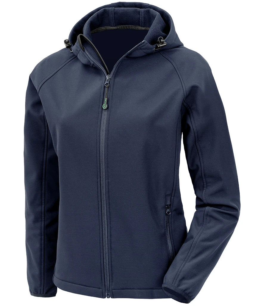 Result Recycled Ladies Three Layer Printable Hooded Soft Shell Jacket — Navy