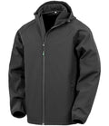 Result Recycled Three Layer Printable Hooded Soft Shell Jacket — Black