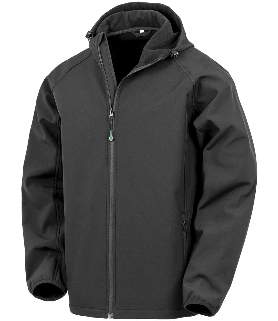 Result Recycled Three Layer Printable Hooded Soft Shell Jacket — Black