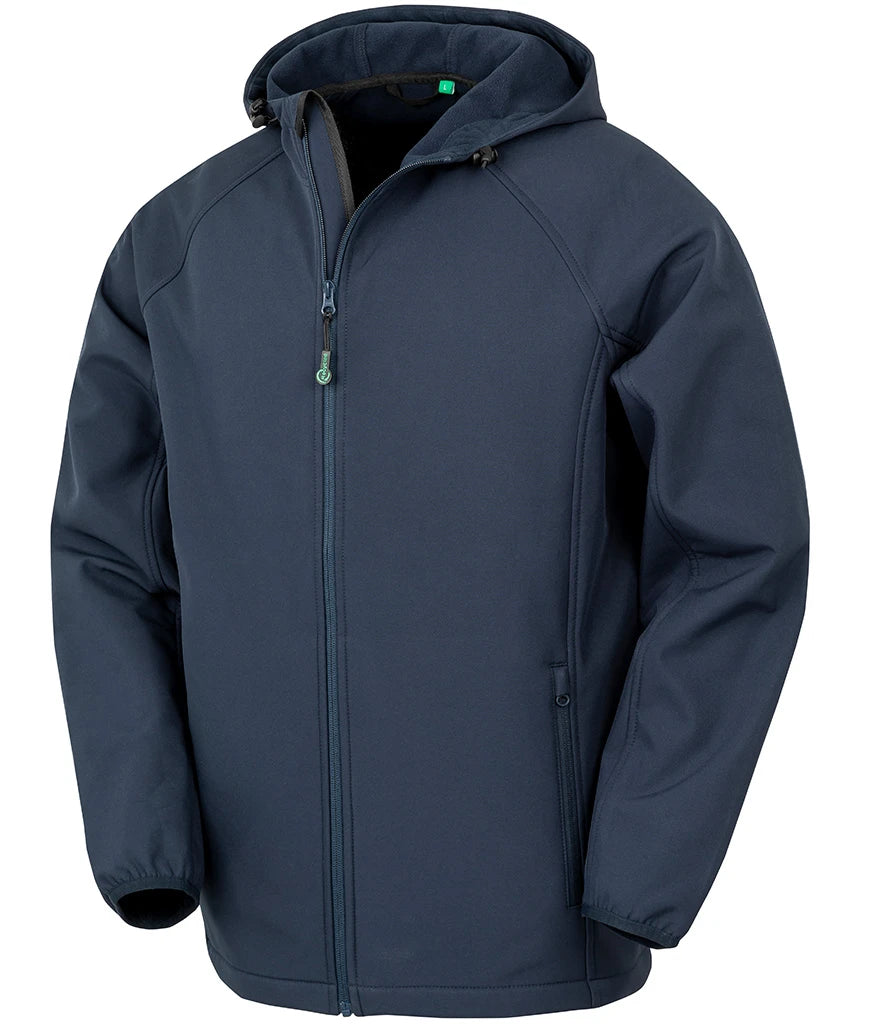 Result Recycled Three Layer Printable Hooded Soft Shell Jacket — Navy