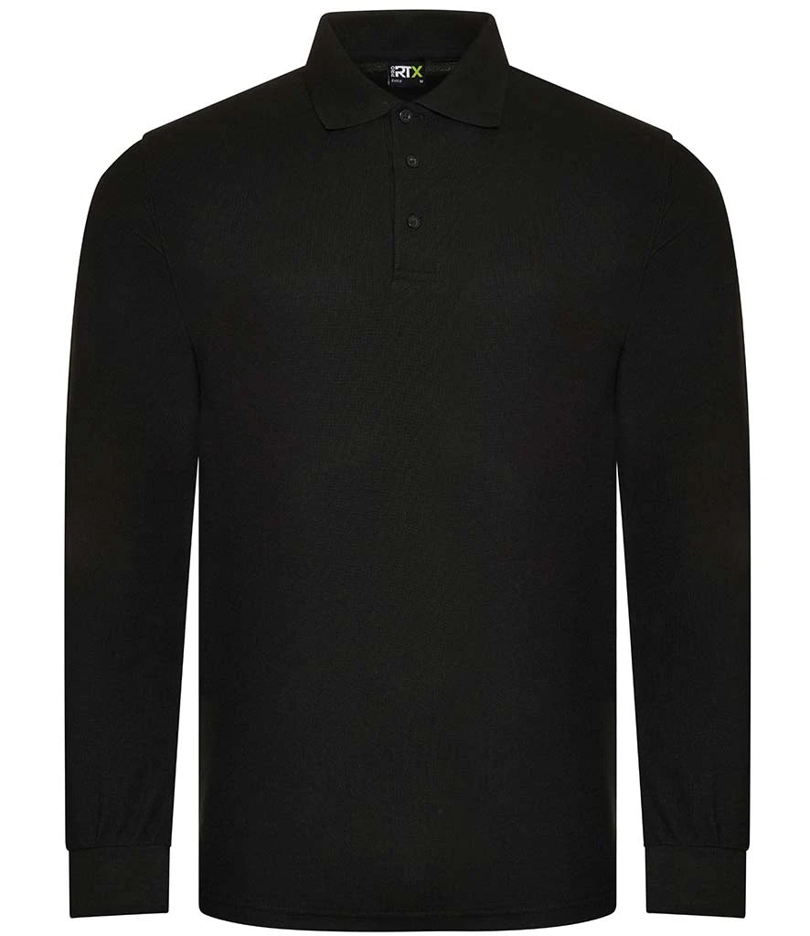 Pro RTX Pro Long Sleeve Piqué Polo Shirt — Black