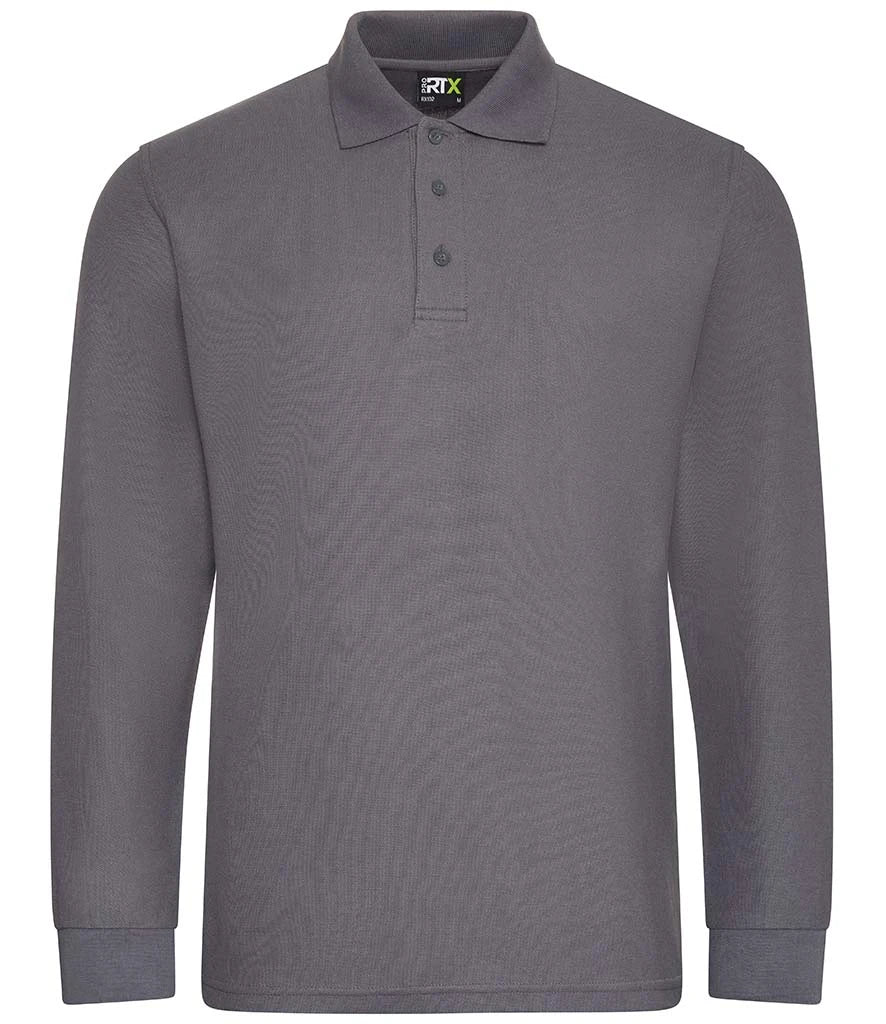 Pro RTX Pro Long Sleeve Piqué Polo Shirt — Solid Grey