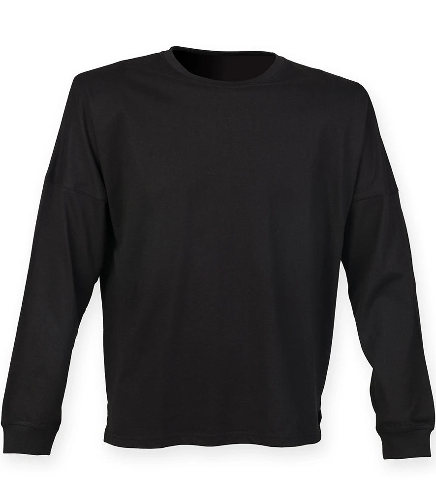 SF Clothing Unisex Drop Shoulder Slogan Top — Black