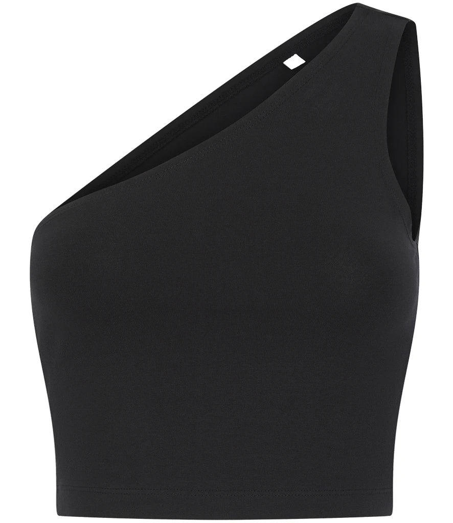 SF Clothing Ladies One Shoulder Top — Black