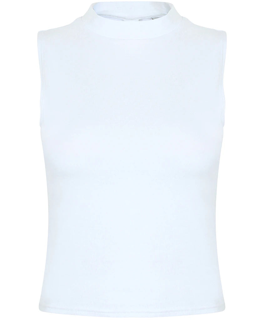 SF Clothing Ladies High Neck Crop Vest — White