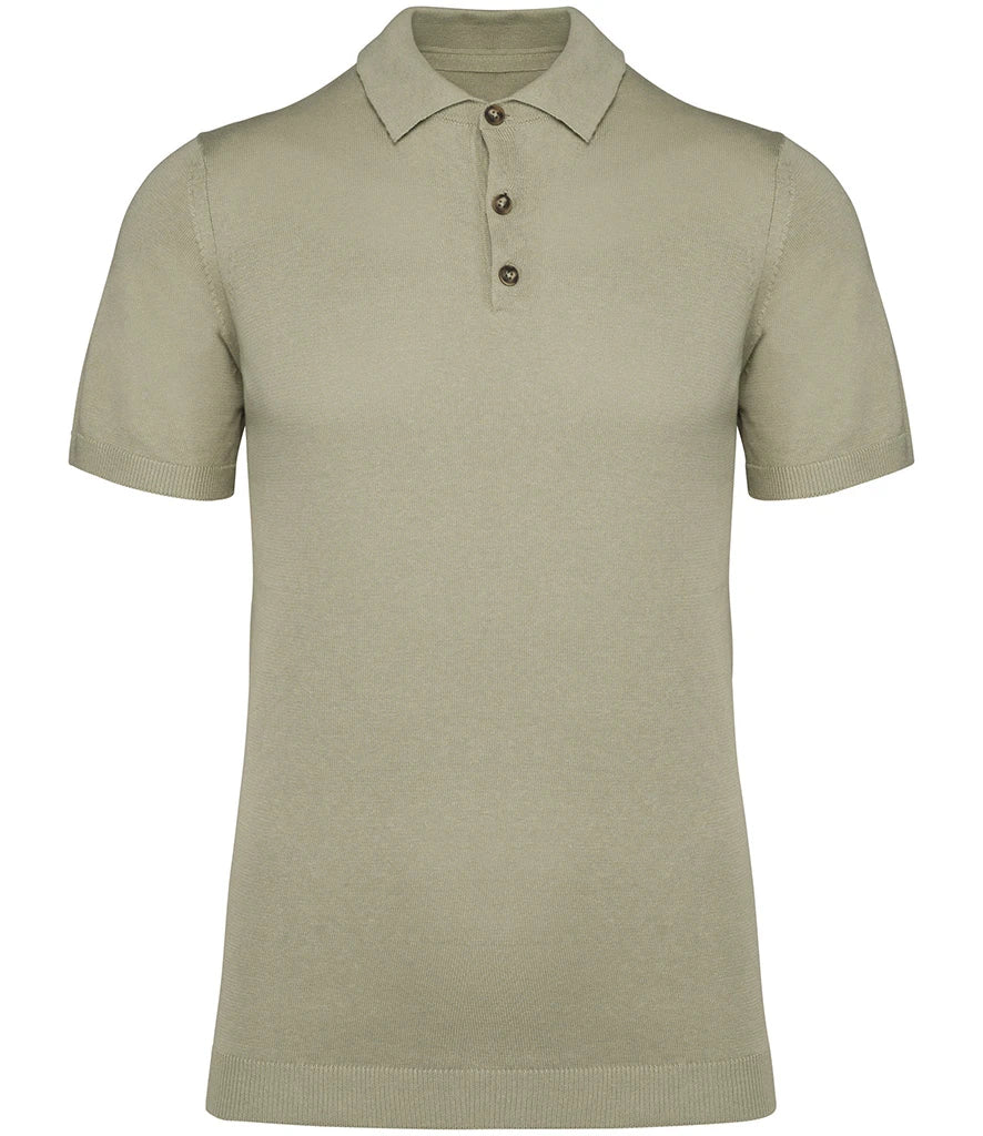 Spasso Knitted Polo Shirt — Almond Green