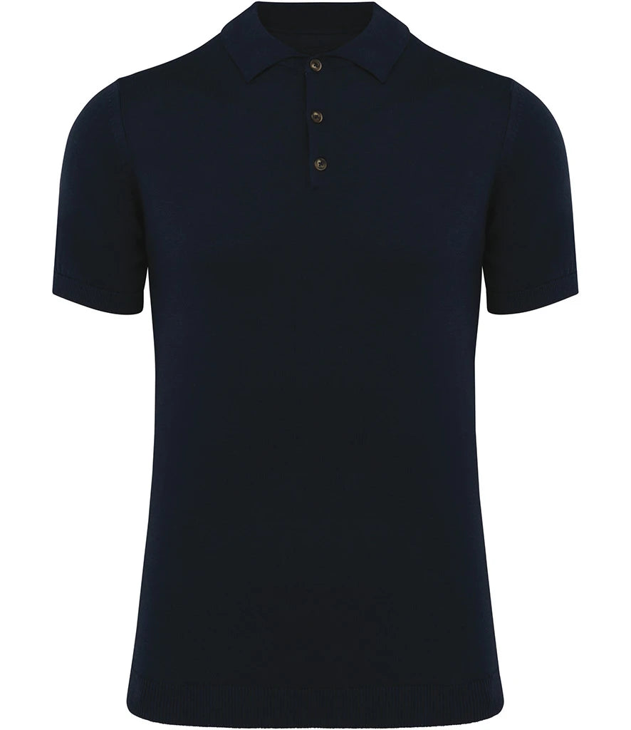 Spasso Knitted Polo Shirt — Navy