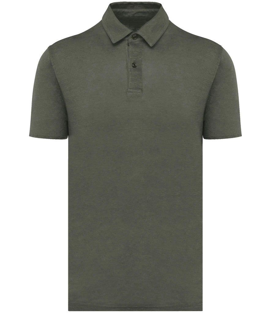 Spasso Knitted Linen Polo Shirt — Organic Khaki