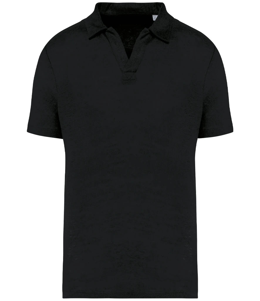 Spasso Linen Polo Shirt — Black