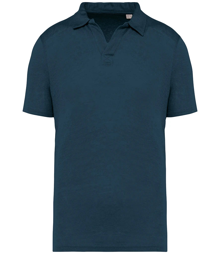 Spasso Linen Polo Shirt — Peacock Blue