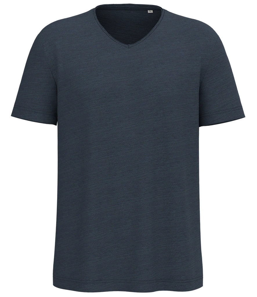Spasso Drop Shoulder Raw Edge Collar Slub T-Shirt — Navy