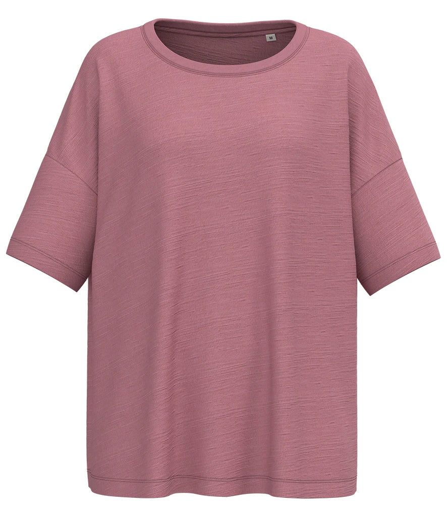 Spasso Ladies Oversized Slub T-Shirt — Antique Rose