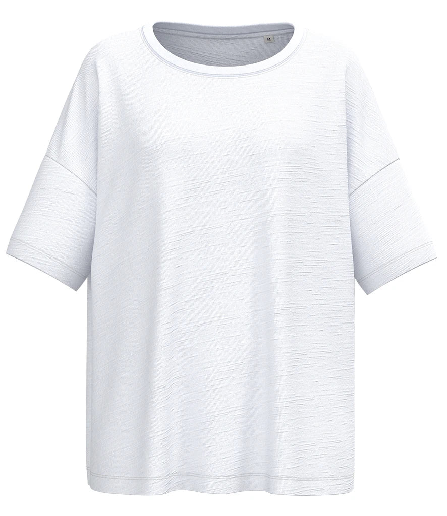 Spasso Ladies Oversized Slub T-Shirt — White