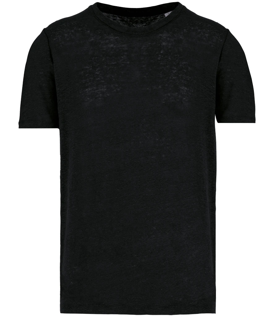 Spasso Crew Neck Linen T-Shirt — Black
