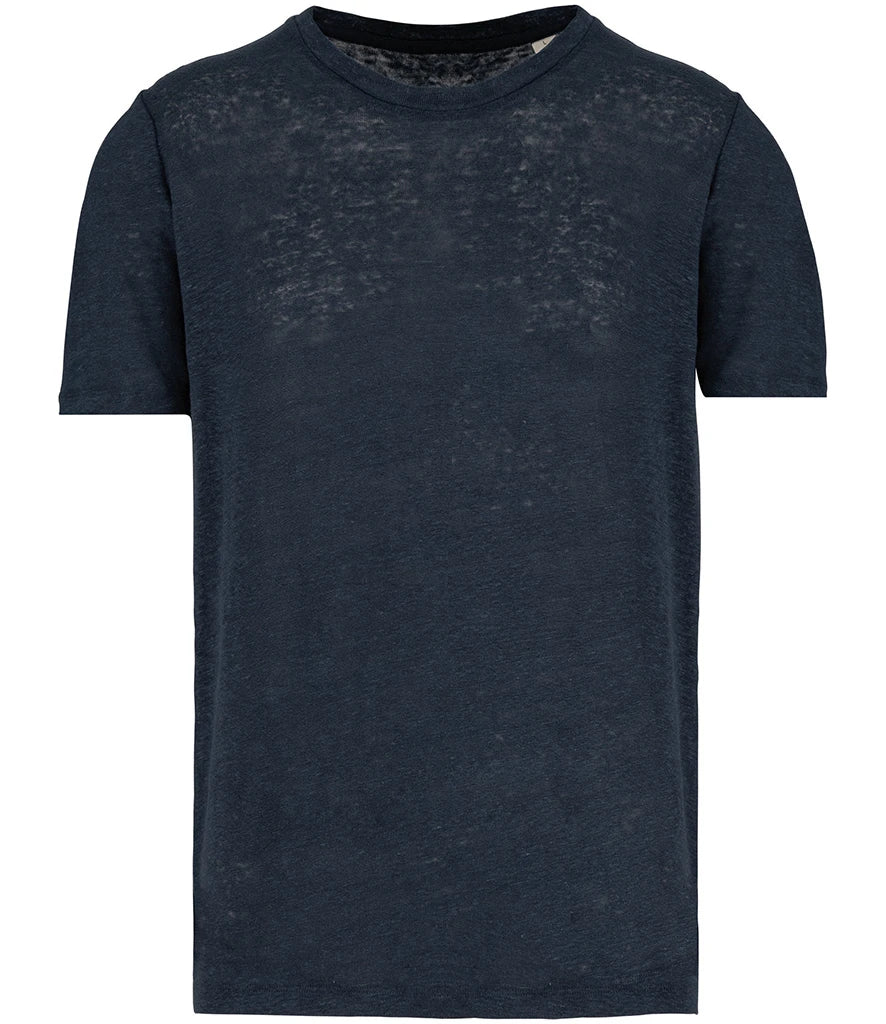 Spasso Crew Neck Linen T-Shirt — Navy