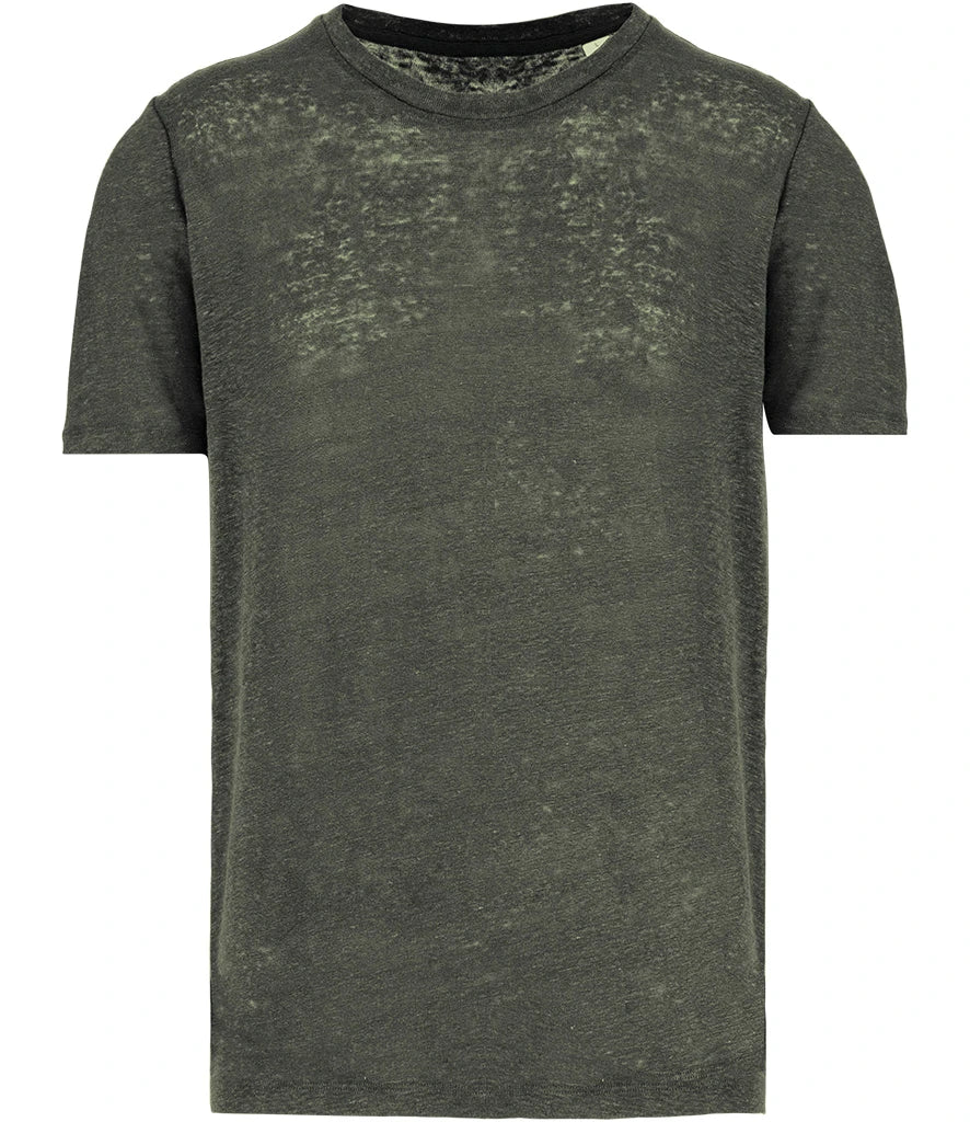 Spasso Crew Neck Linen T-Shirt — Organic Khaki