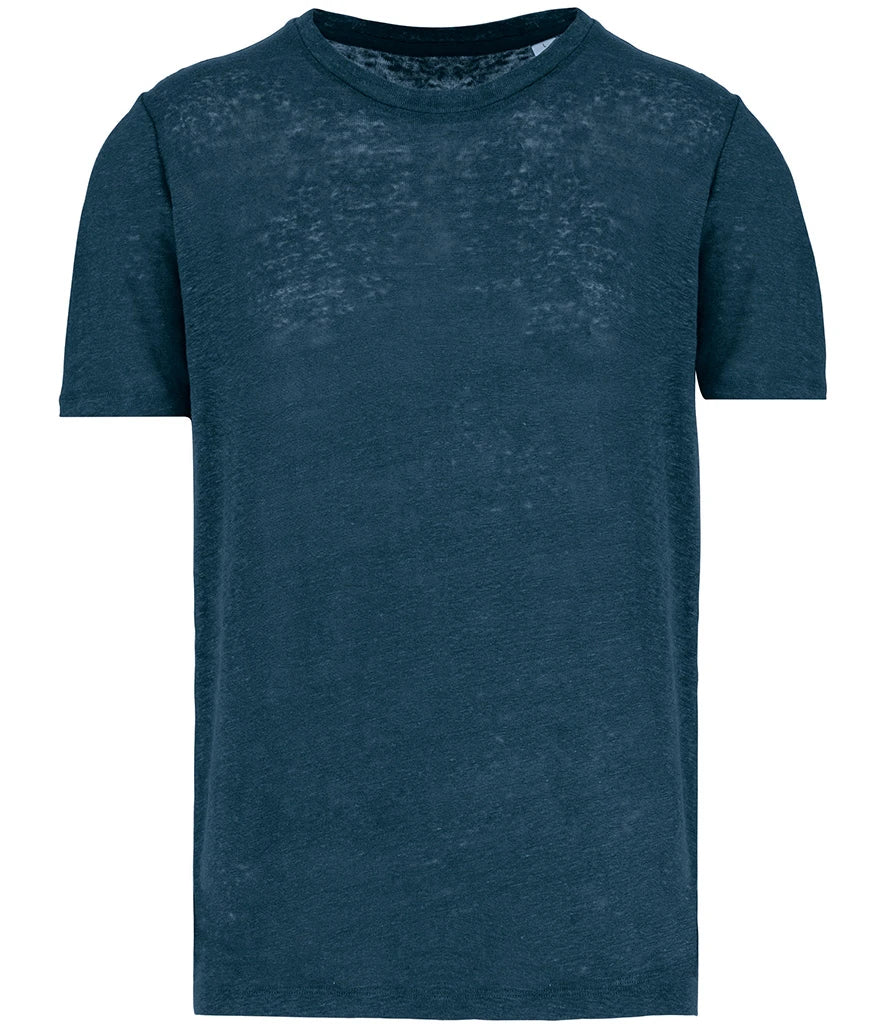 Spasso Crew Neck Linen T-Shirt — Peacock Blue