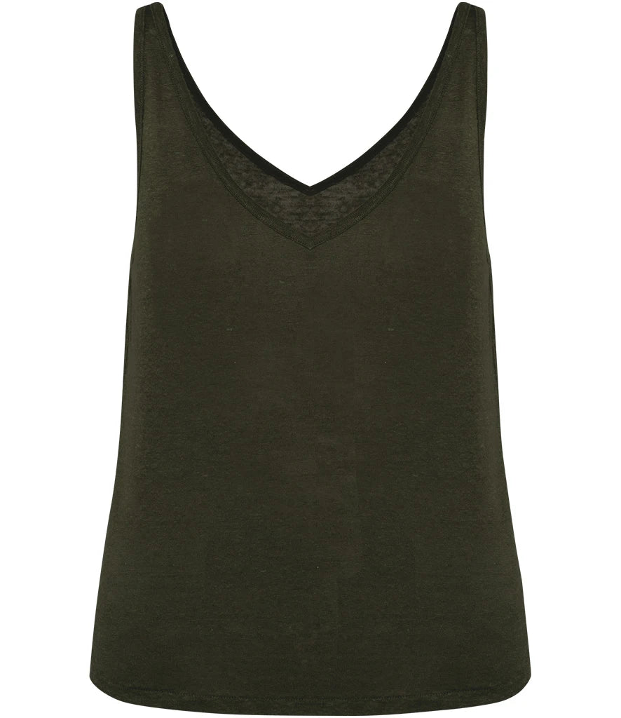 Spasso Ladies Linen Tank Top — Organic Khaki