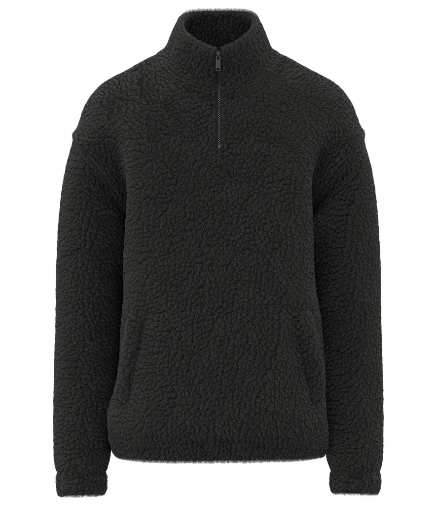 Spasso Unisex Sherpa Drop Shoulder 1/4 Zip Sweat — Black