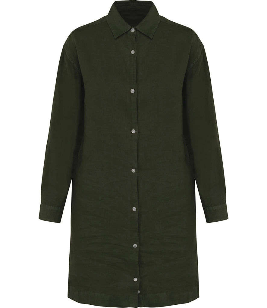 Spasso Ladies Linen Dress Shirt — Organic Khaki