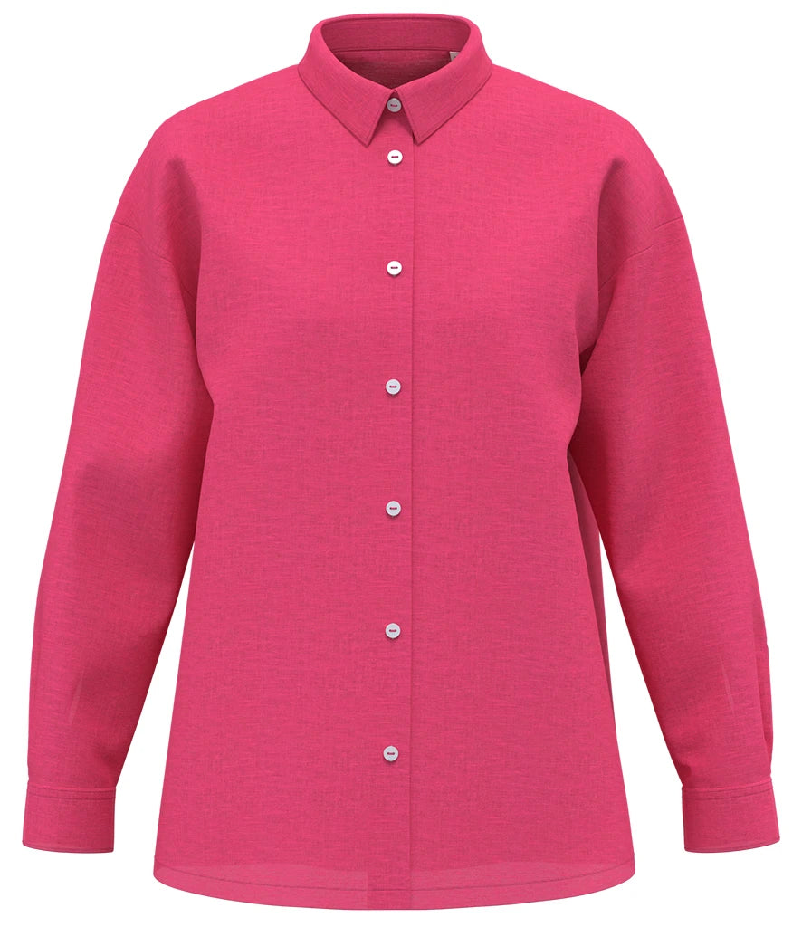 Spasso Ladies Long Sleeve Oversized Linen Shirt — Raspberry Sorbet