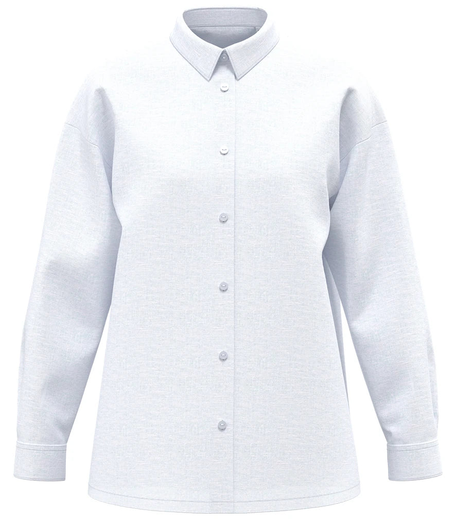 Spasso Ladies Long Sleeve Oversized Linen Shirt — White