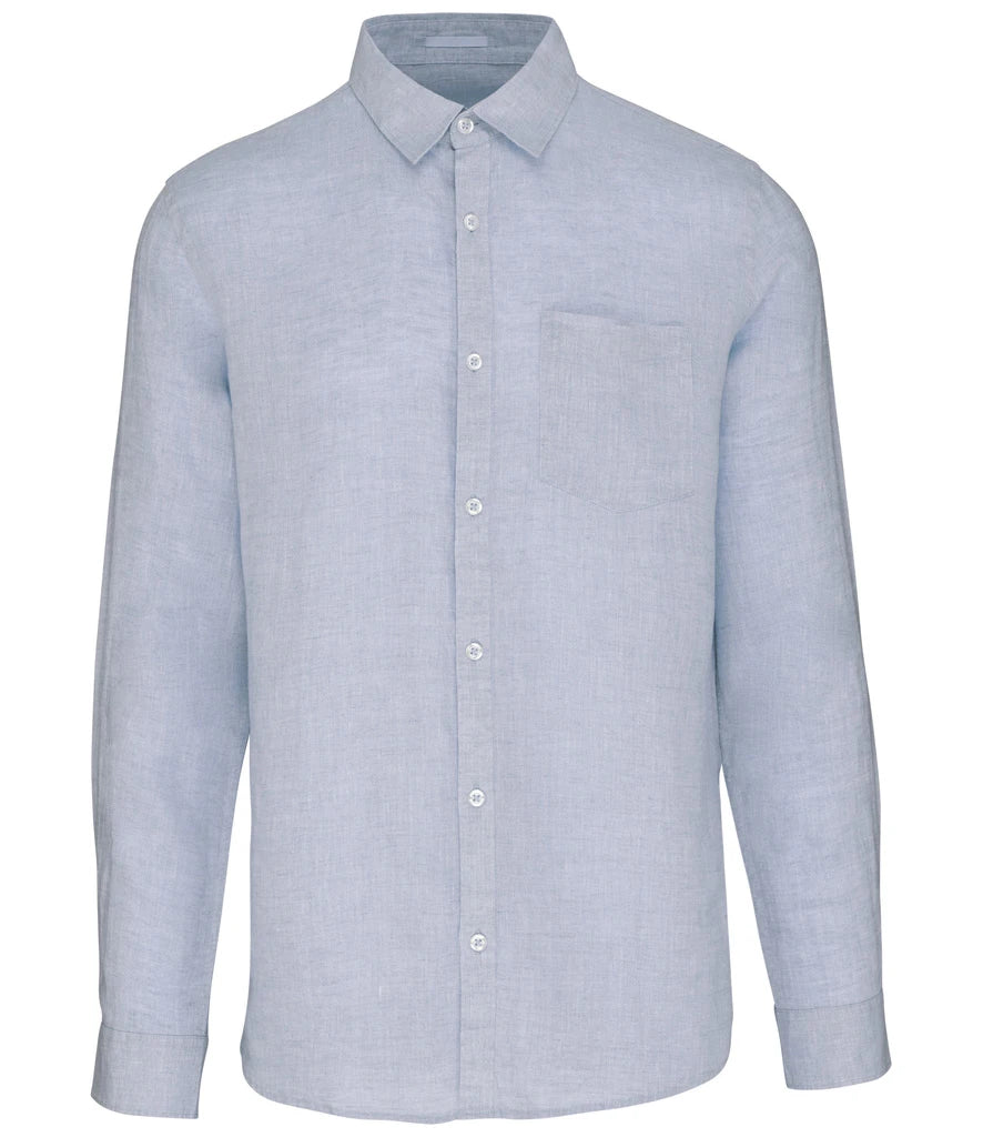 Spasso Long Sleeve Linen Shirt — Linen Blue