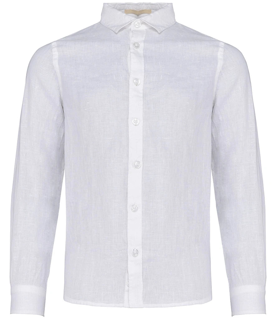 Spasso Kids Long Sleeve Linen Shirt — White