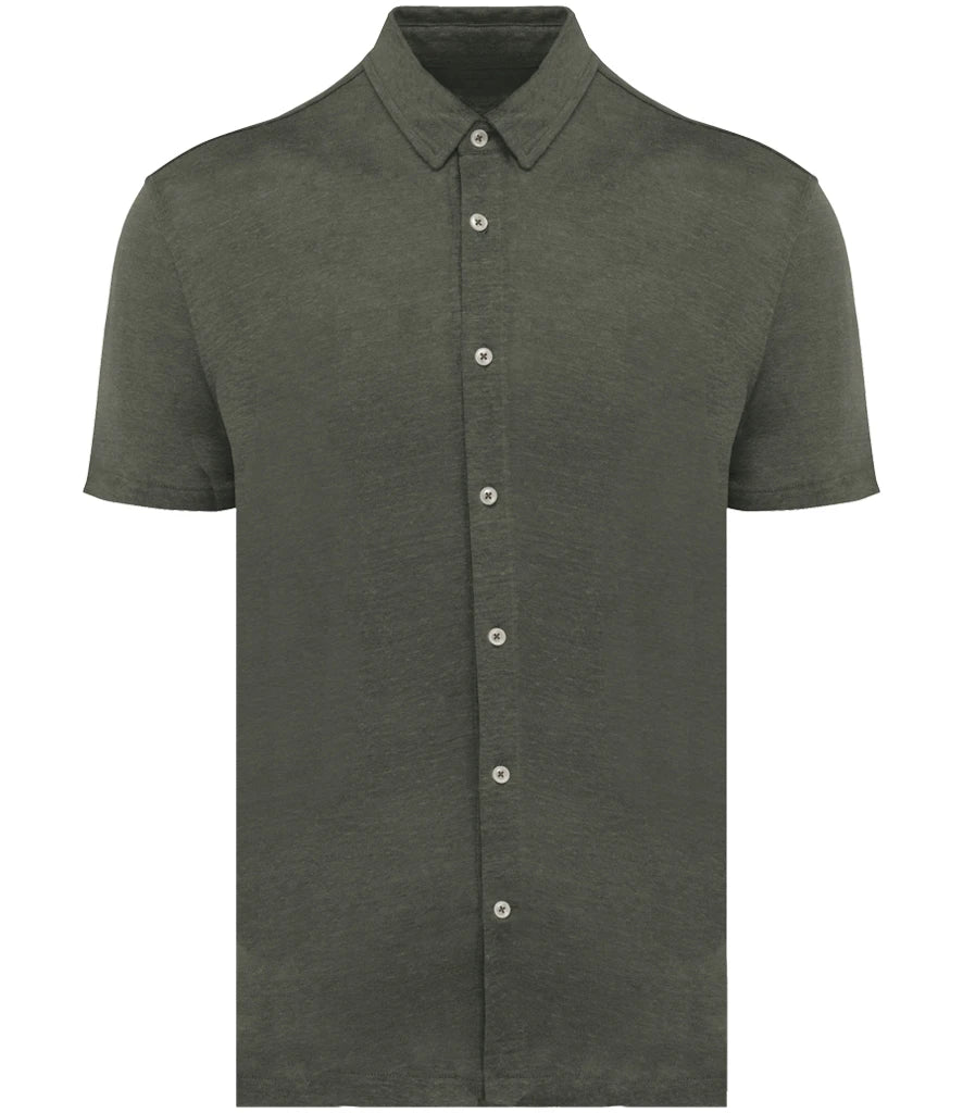 Spasso Short Sleeve Linen Shirt — Organic Khaki