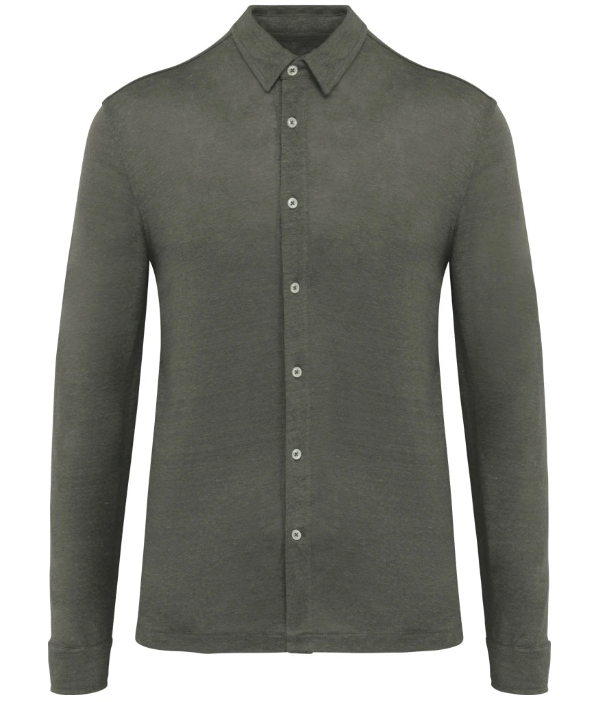 Spasso Long Sleeve Linen Shirt — Organic Khaki