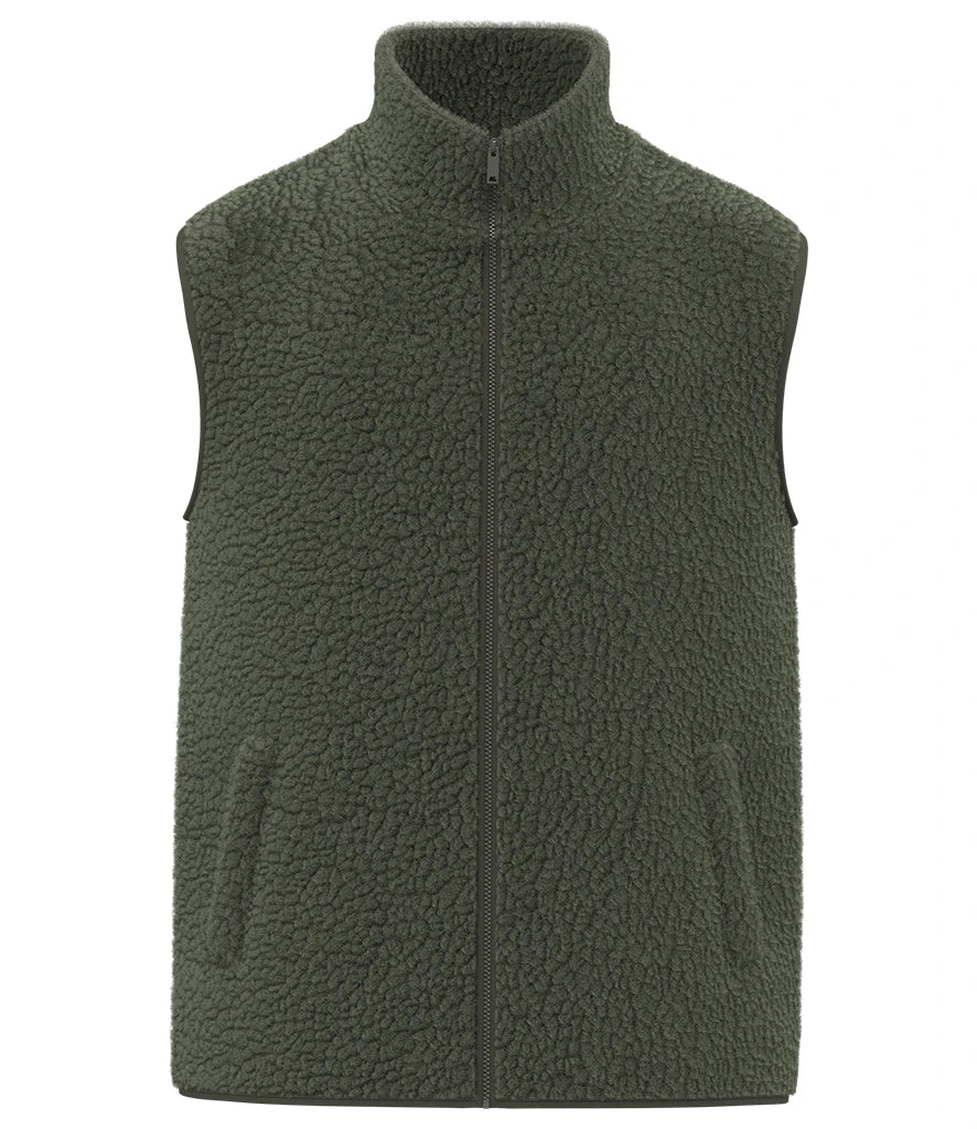 Spasso Unisex Sherpa Bodywarmer — Forest Khaki