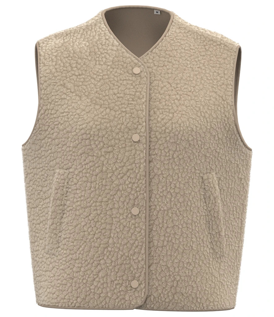 Spasso Ladies Sherpa Bodywarmer — Wet Sand