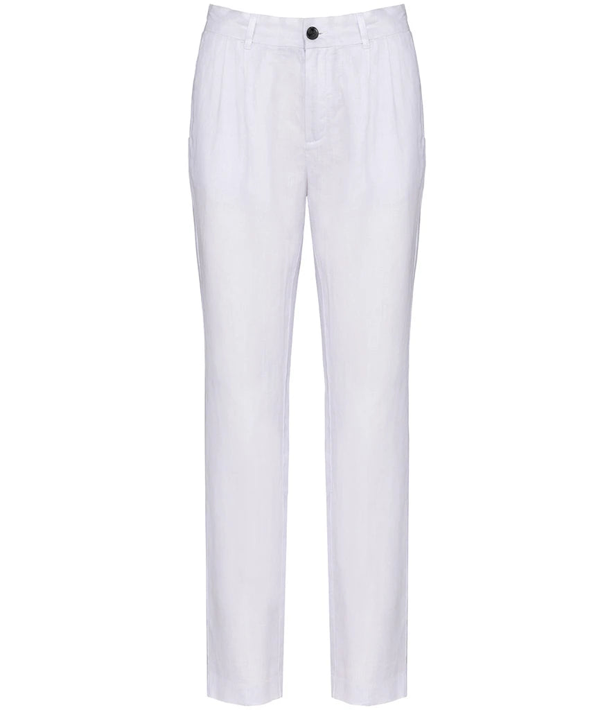 Spasso Ladies Linen Trousers — White