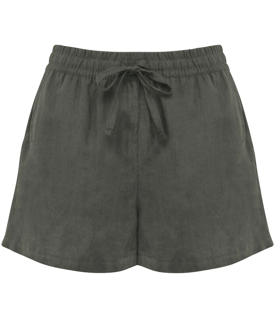 Spasso Ladies Linen Shorts — Organic Khaki