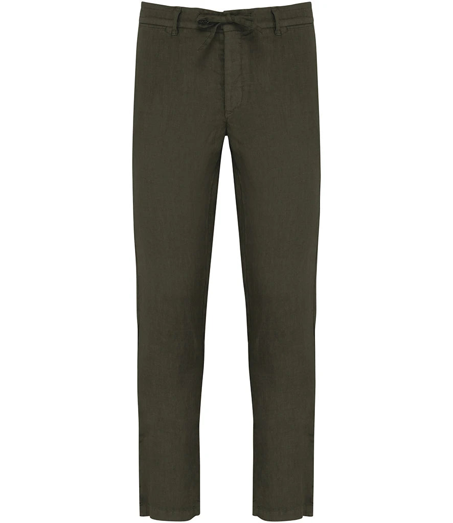 Spasso Faded Linen Trousers — Washed Organic Khaki