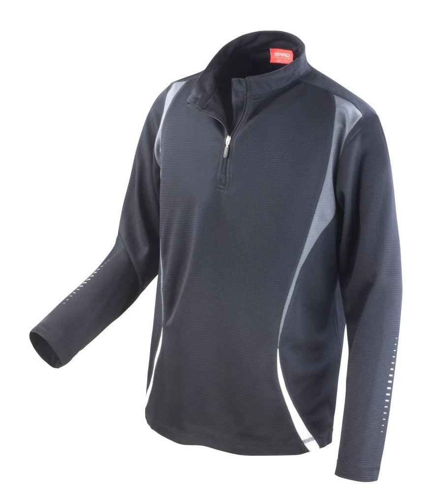 Spiro Unisex Zip Neck Trial Training Top — Black/Grey/White