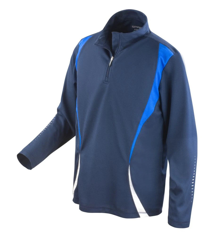 Spiro Unisex Zip Neck Trial Training Top — Navy/Royal Blue/White